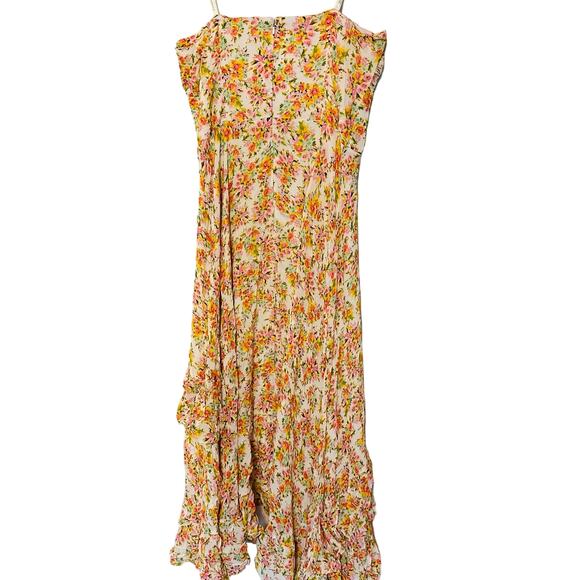 SHOSHANNA MIDNIGHT Remy Orange Yellow Floral Strapless Midi Dress Size 14 - Picture 4 of 9